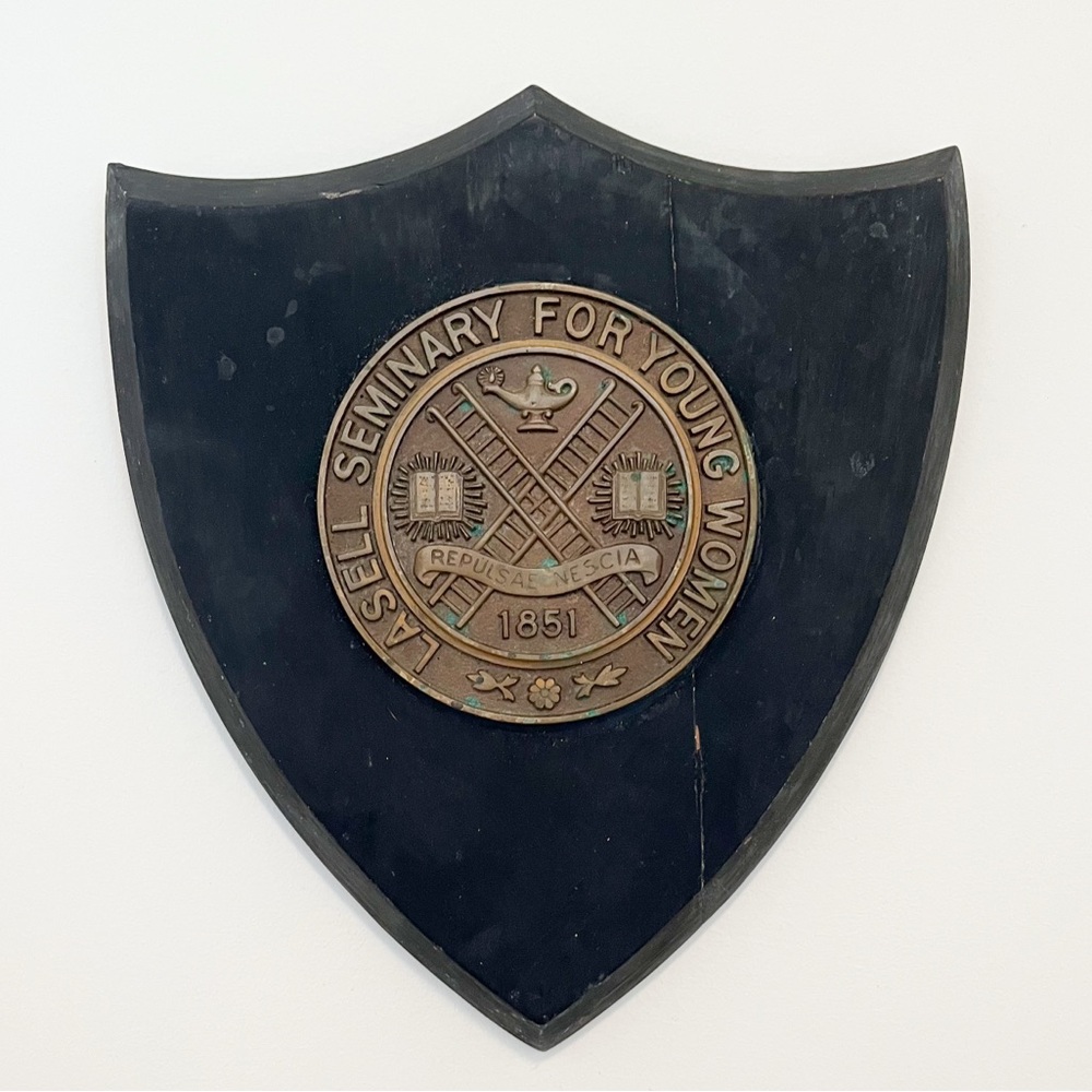 Vintage Lasell Seminary for Young Women Wall Plaque Brass